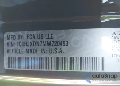 2021 Jeep Wrangler Unlimited Freedom 4X4 z USA, uszkodzony, nr VIN 1C4HJXDN7MW720493